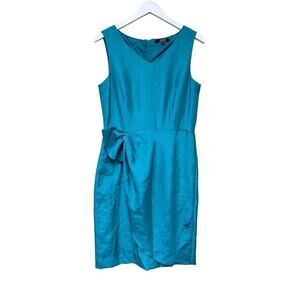 Blue Size 10 Lisa Sleeveless Midi Sheath Dress Formal Cocktail Workwear